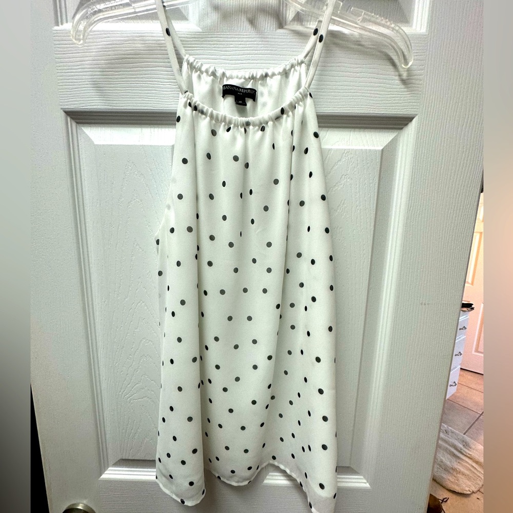 Banana Republic tank top white w black spots never worn